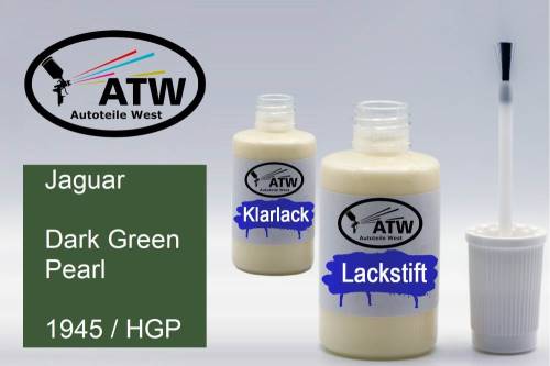 Jaguar, Dark Green Pearl, 1945 / HGP: 20ml Lackstift + 20ml Klarlack - Set, von ATW Autoteile West.